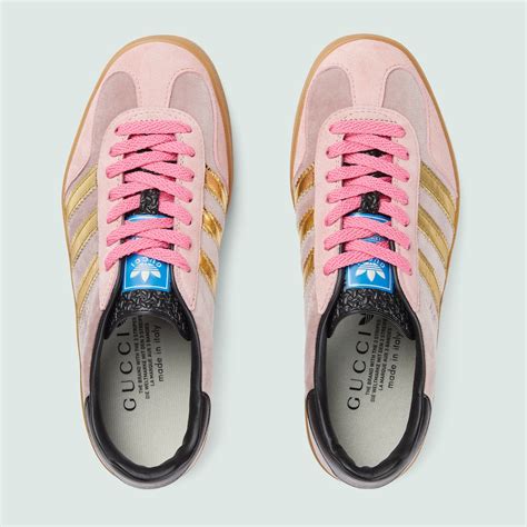 pink adidas gazelle gucci|Gucci Adidas trainers.